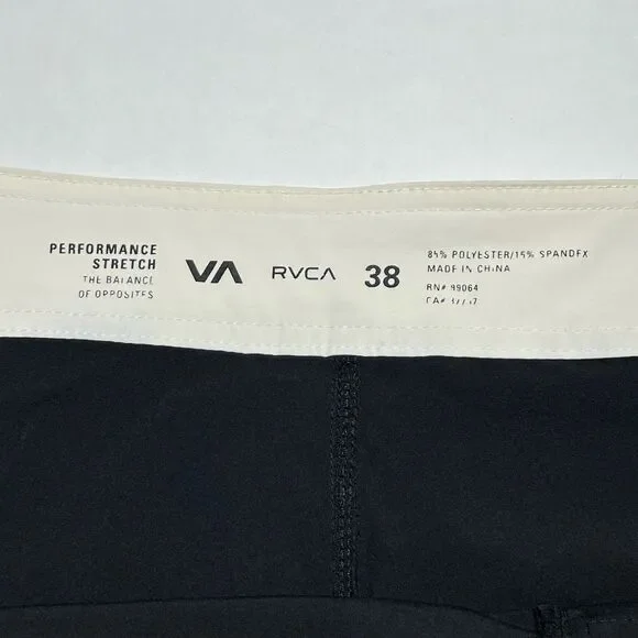 RVCA Boardshorts Mens Sz 38 Black Drawstring - Picture 2 of 2